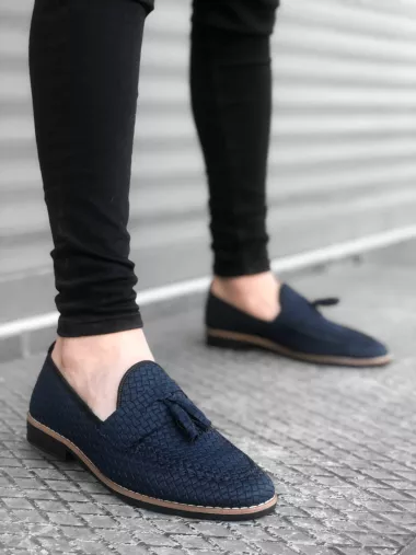 Mocasini barbati albastri, tapla subtire, piele eco, comozi 12218 N1-3